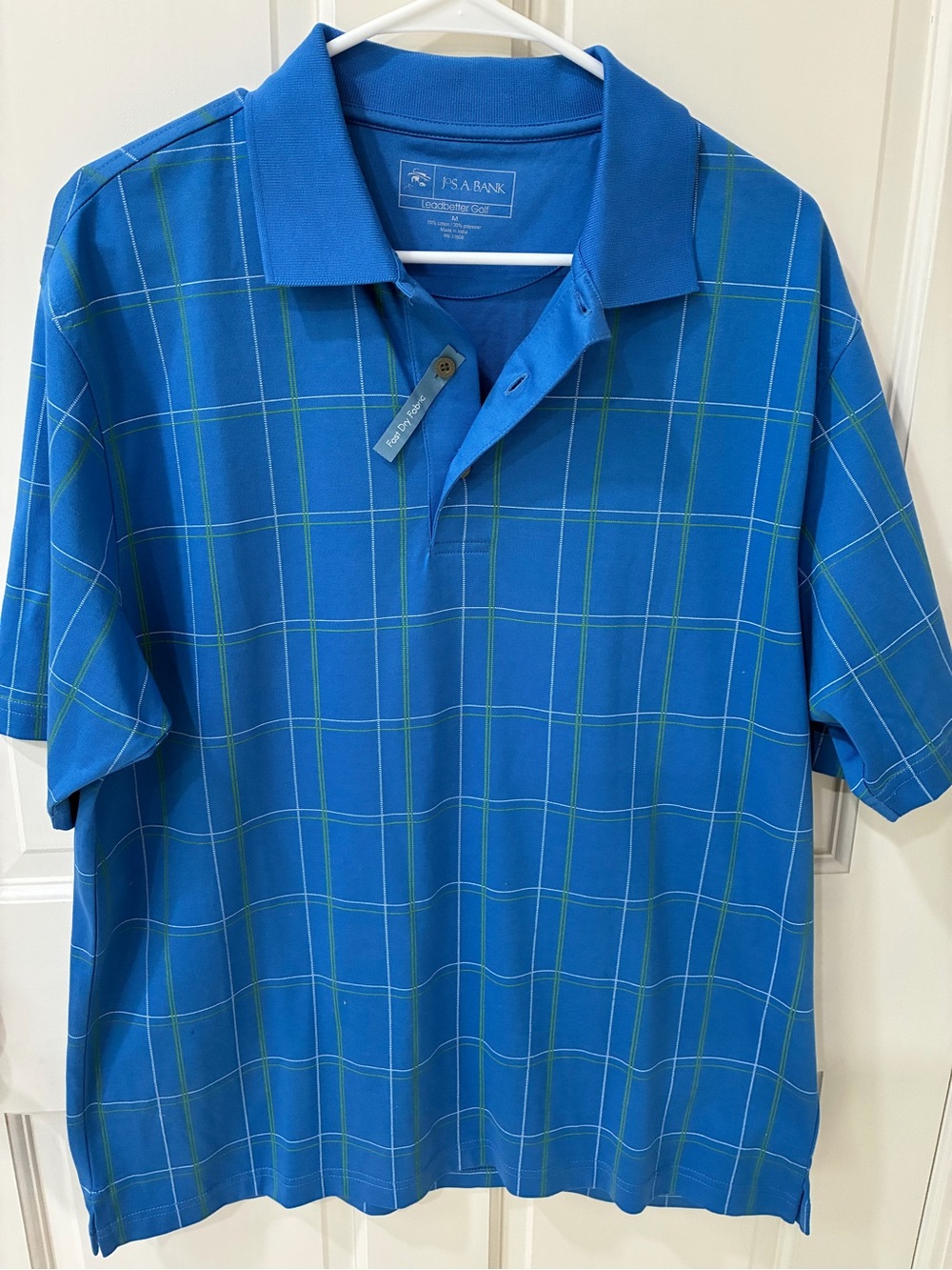 Jos A Bank Golfshirt in Blue Fast Dri Fsbric Medium